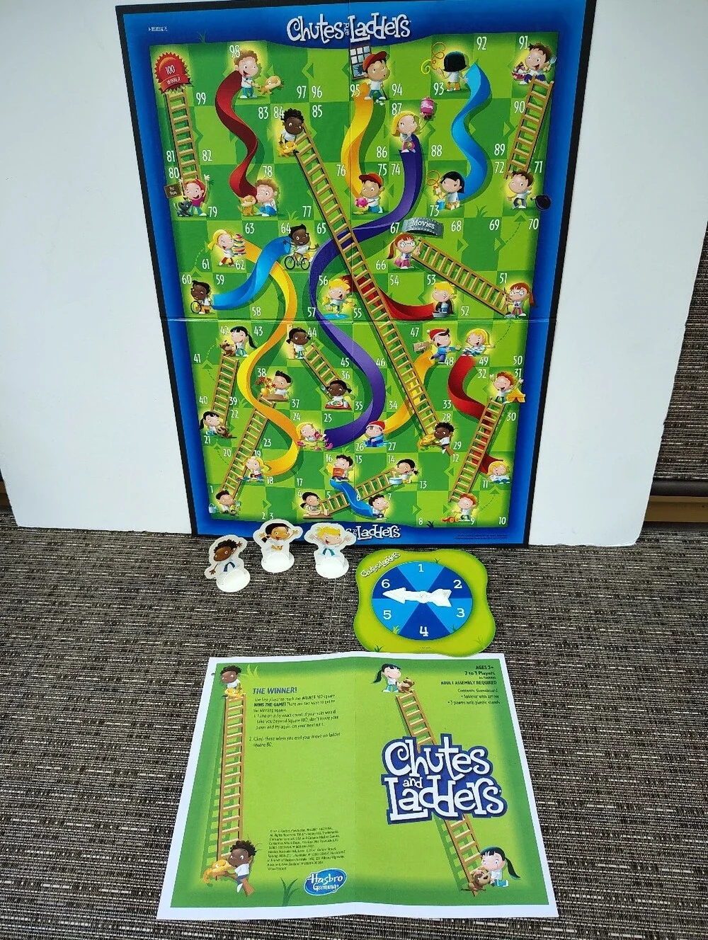 Hasbro Games Chutes And Ladders Board Game Complete With All Pieces